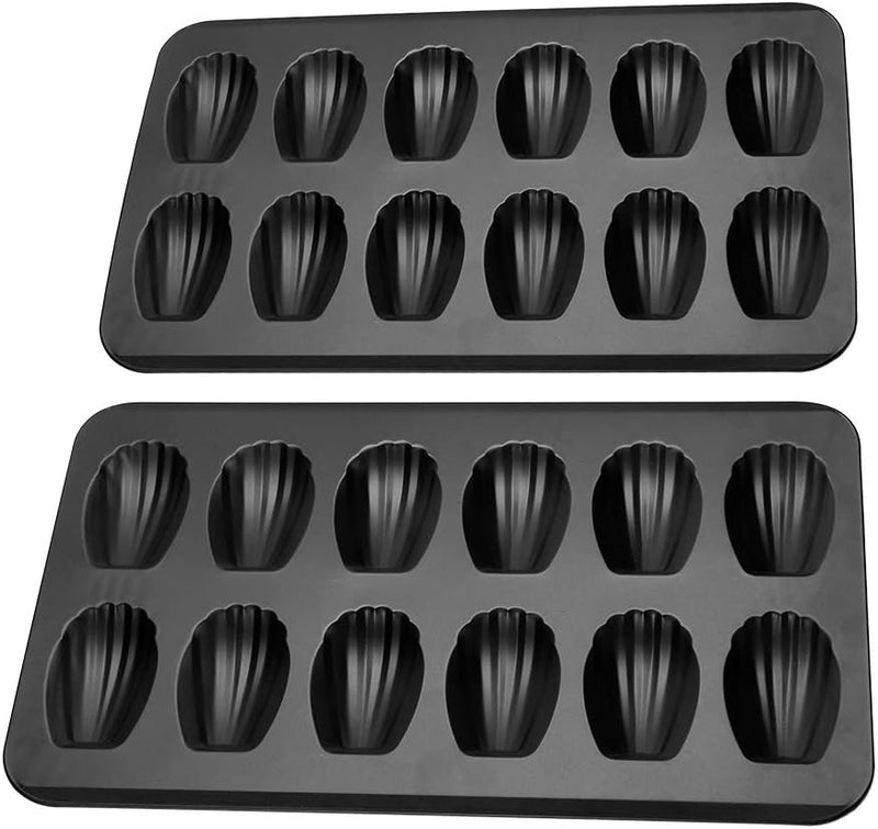 YumAssist 2-Pack Nonstick Madeleine Pan - 12-Cup Heavy Duty Shell Baking Mold