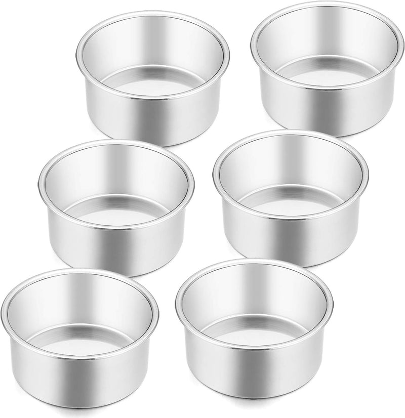 E-far Mini Round Cake Pan Set - Stainless Steel Non-Toxic Baking Pans Mirror Finish Dishwasher Safe Set of 3