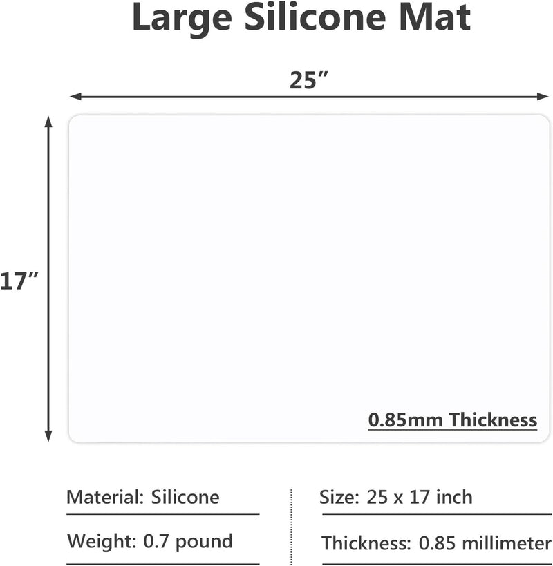 Large Silicone Kitchen Counter Mat 25 x 17 Nonslip Heat Resistant Multipurpose Pad - Black