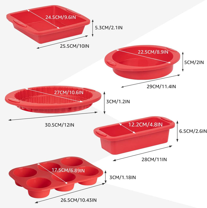 7pc Parmedu Silicone Bakeware Set - BPA Free  Heat Resistant - BK001 Upgrade Model