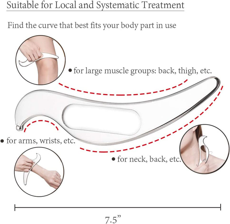 Guasha Tools, Stainless Steel Scraping Massage Tools, Muscle Scraper Massage Tools for Soft Tissue Mobilization Therapy and Deep Tissue Muscle Scraping