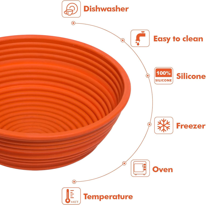 Webake Silicone Bread Proofing Basket - Collapsible Sourdough Baking Bowl 9 Inches