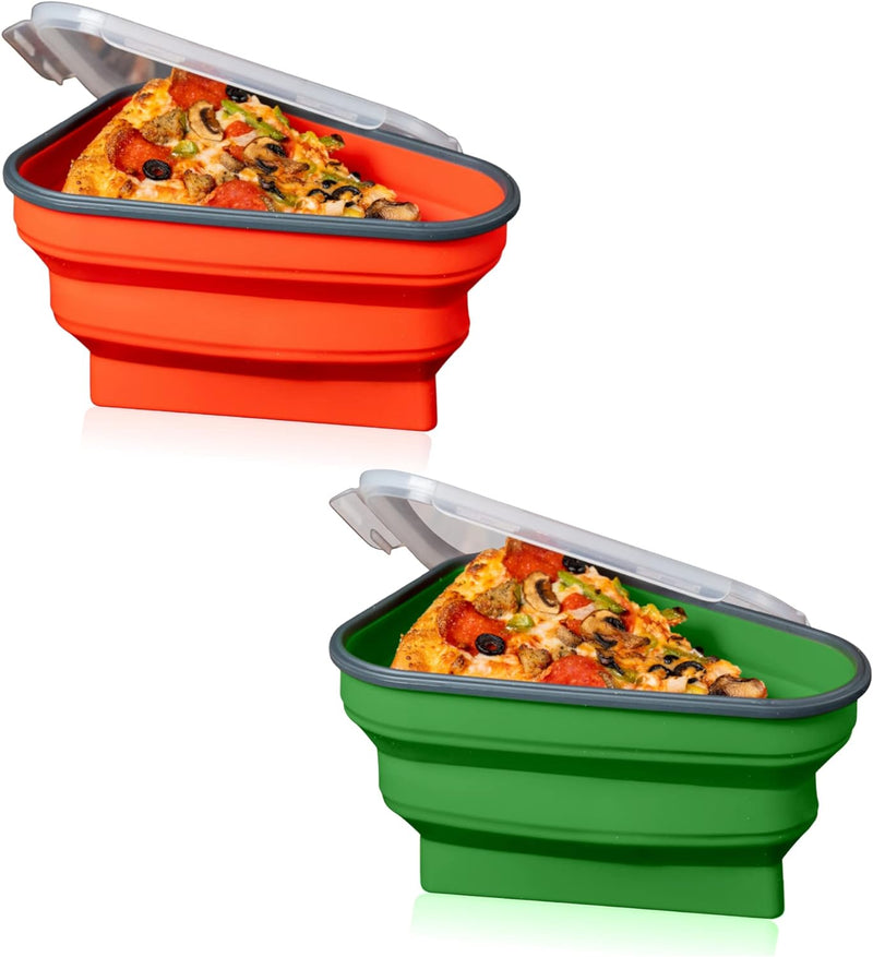 The Perfect Pizza Pack - Reusable Pizza Storage Container with 5 Microwavable Trays - BPA-Free Organizer for Space-Saving Red