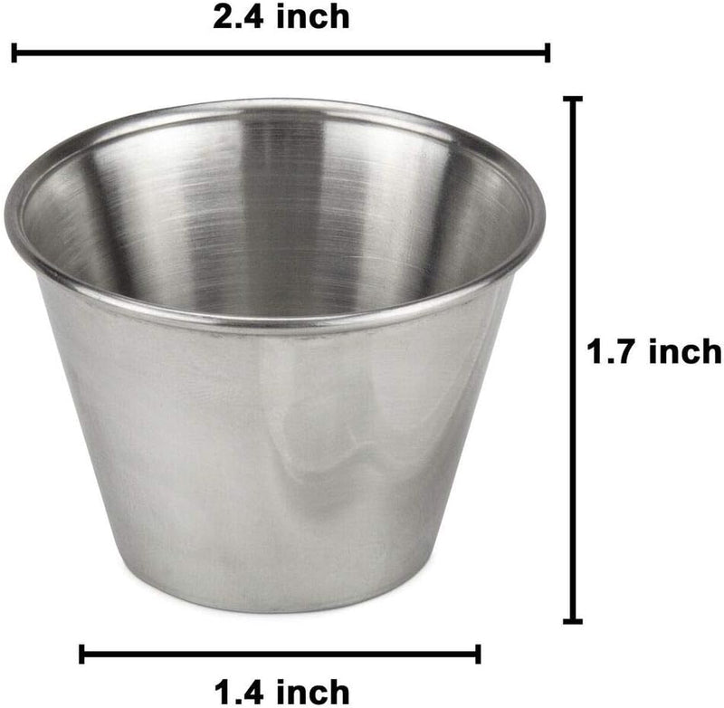 Stainless Steel Round Sauce Cups - Commercial Grade 24 Pack