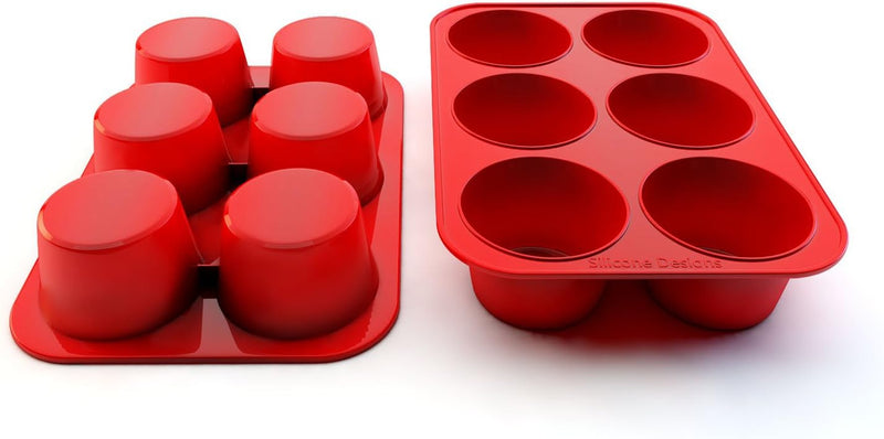 Silicone Muffin Pans - 6 Cup Jumbo Set of 2 Professional Use