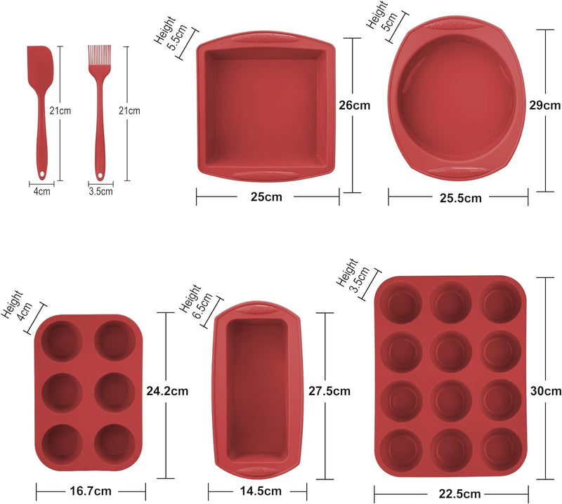 7in1 Nonstick Silicone Baking Set - Oven Bakeware Kit