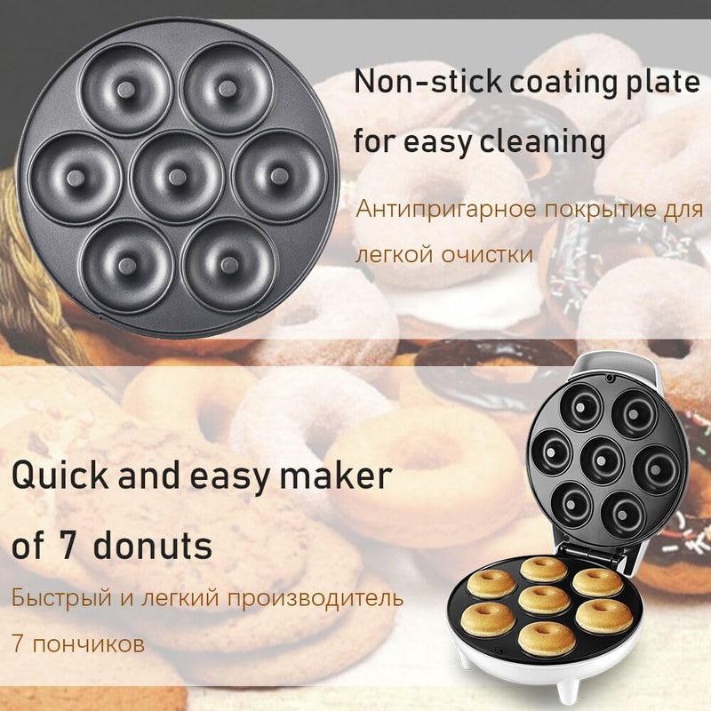 Mini Donut Maker Machine - Kid-Friendly Breakfast Snacks Desserts  More - Makes 7 Doughnuts - Aqua