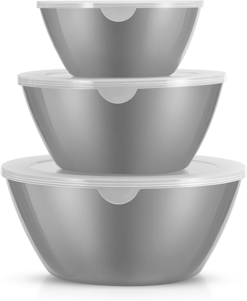 Wehome BPA-Free Mixing Bowls with Lids - Set of 3 Aqua Nesting Bowls for Kitchen Prep Serving and Storage