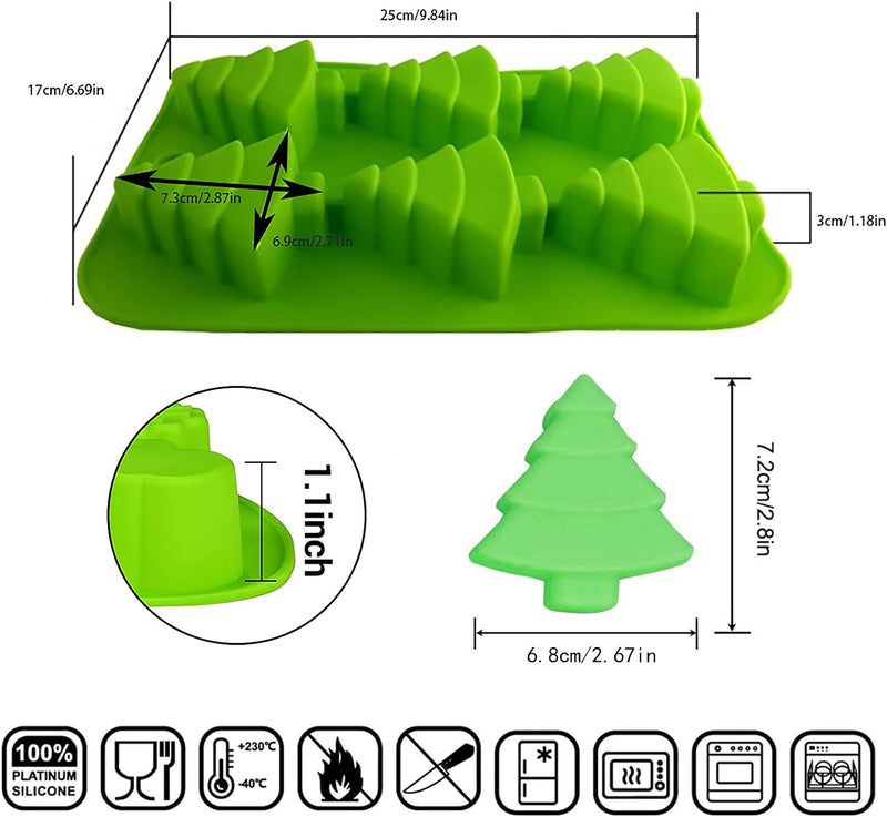 6 Cavity Christmas Tree Silicone Mold - Baking  Soap Molds - 2 PCS