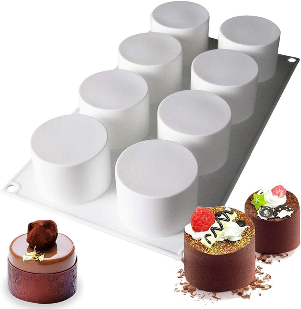 Tall Cylinder Silicone Baking Molds - French DessertBrownie Cake Decorations 8-Cavity
