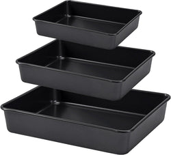 Nonstick Roasting Pan Set - 3-Piece Brownie Cake Baking Pans by CAMOFOXIN in Black