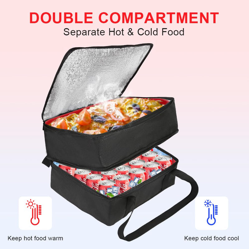 Bodaon Insulated Casserole Carrier Bag, Fits 9x13 and 11x15 Inch Baking Dish with Lid, Casserole Carriers for Hot or Cold Food for Transport (Black)