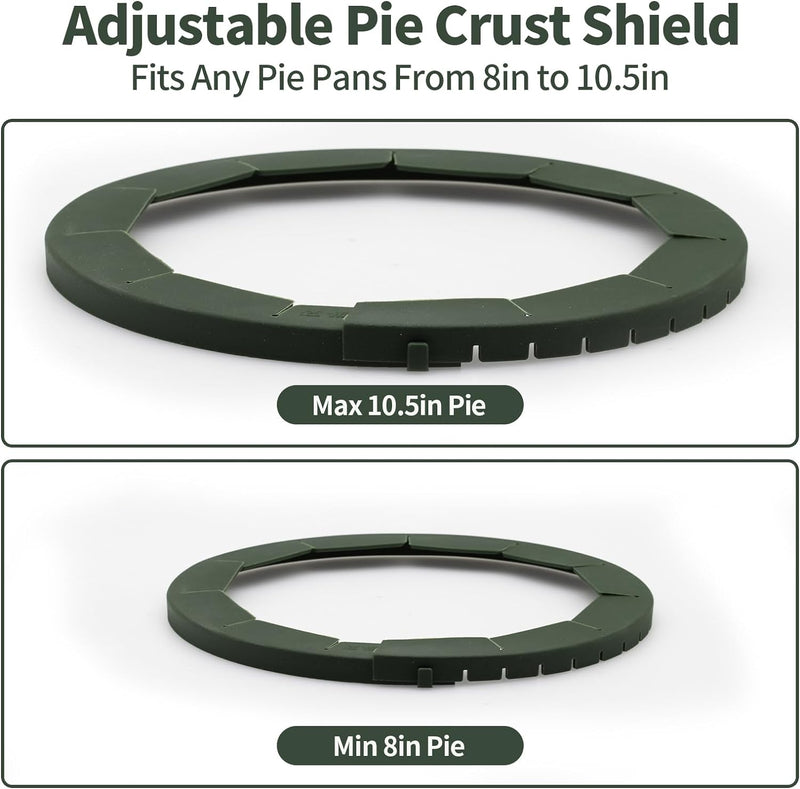 Silicone Pie Shield - 2 Pack Adjustable Bake Crust Protector for 8-105 Pie Pans