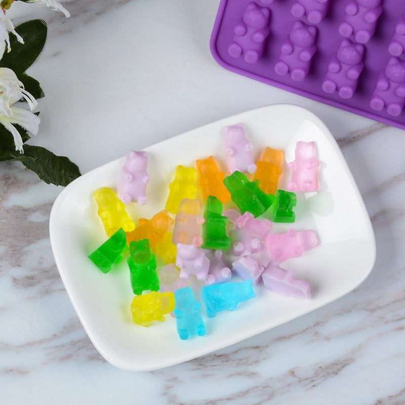 Silicone Gummy Bear Molds with Droppers - Nonstick Food Grade - Pack of 4 Mini Size