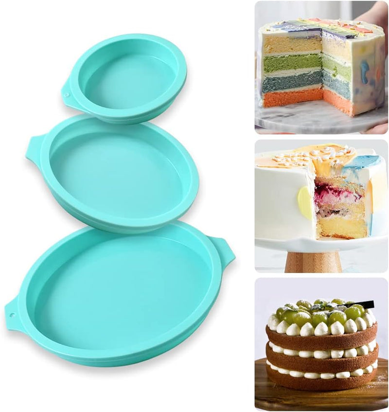 Silicone Cake Mold Set - 3 Pack for Layer Rainbow Resin Coasters