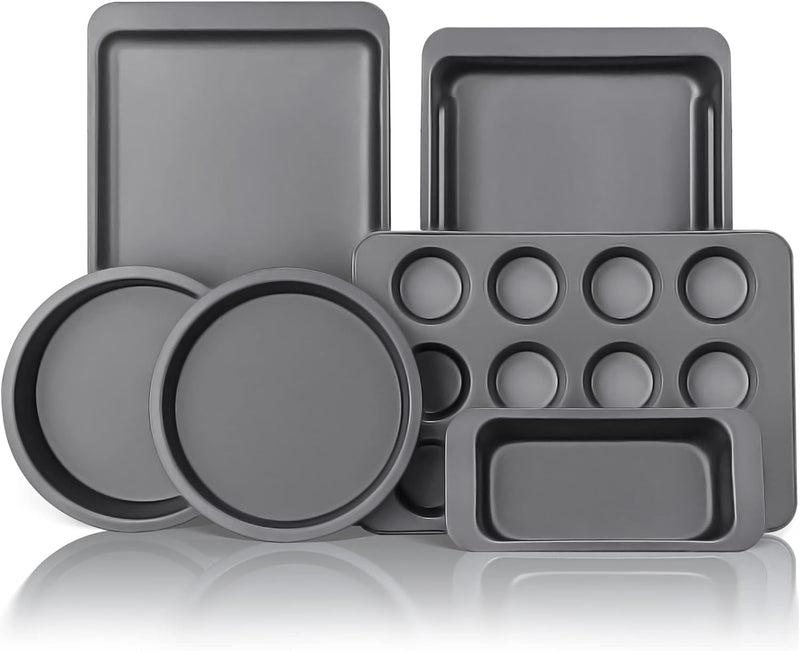 Nonstick Bakeware Set - 10-Piece Grey w Wider Grips