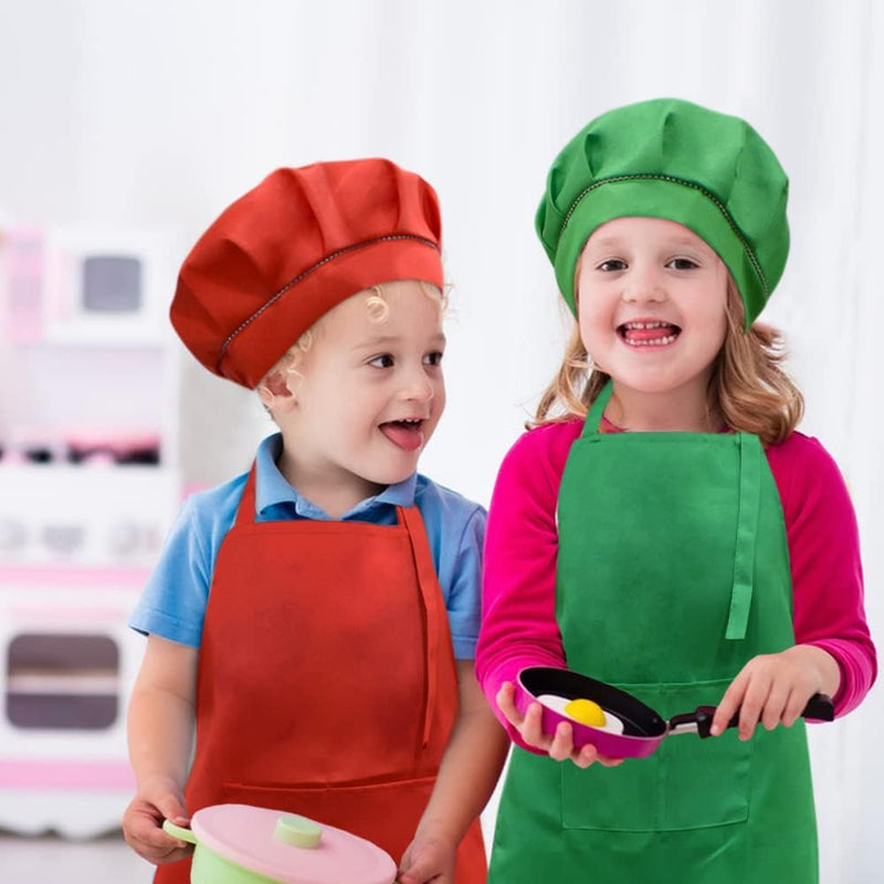 Kids Chef Apron and Hat Set for Cooking Baking and Painting