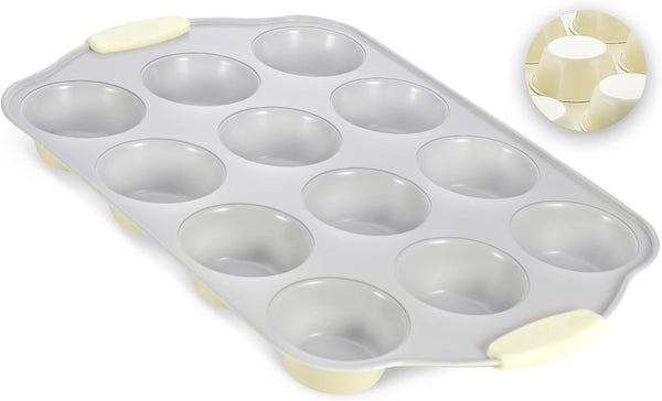 Non-Stick Silicone Muffin Pan - 12 Cups with Steel Frame - BPA Free  Non-Toxic