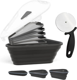 Collapsible Pizza Container with Cutter Storage  Serving Trays - PS-B