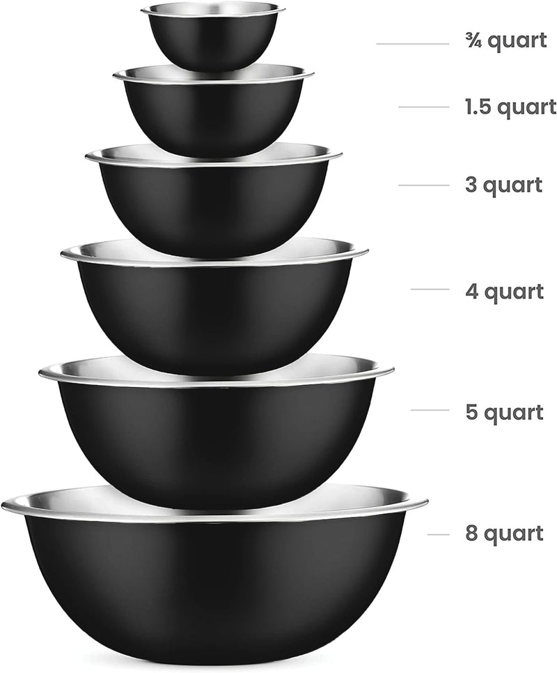 Stainless Steel Mixing Bowl Set - Space Saving Easy to Clean 5 Pieces