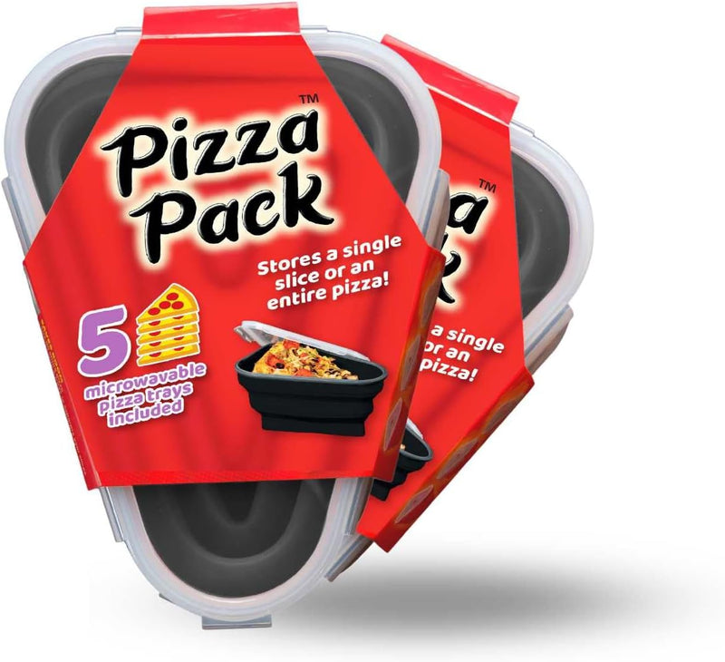 The Perfect Pizza Pack - Reusable Pizza Storage Container with 5 Microwavable Trays - BPA-Free Organizer for Space-Saving Red