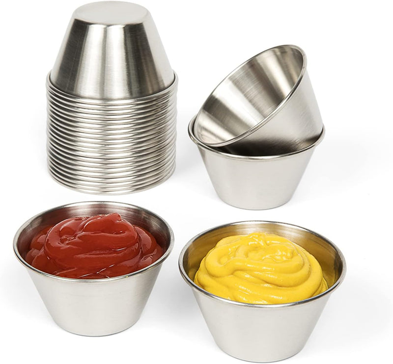 Stainless Steel Ramekin Sauce Cups - Commercial Grade 12 count 15 oz