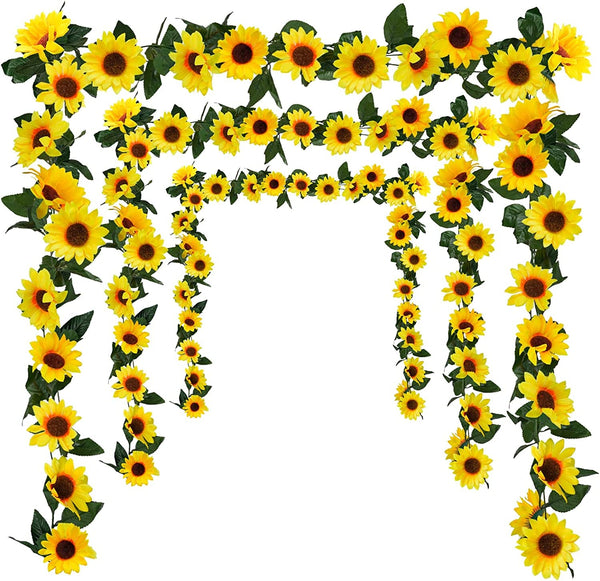 3 Pack Artificial Sunflower Garland - Silk Hanging Vines for Room Decoration Birthday  Wedding Table Decor