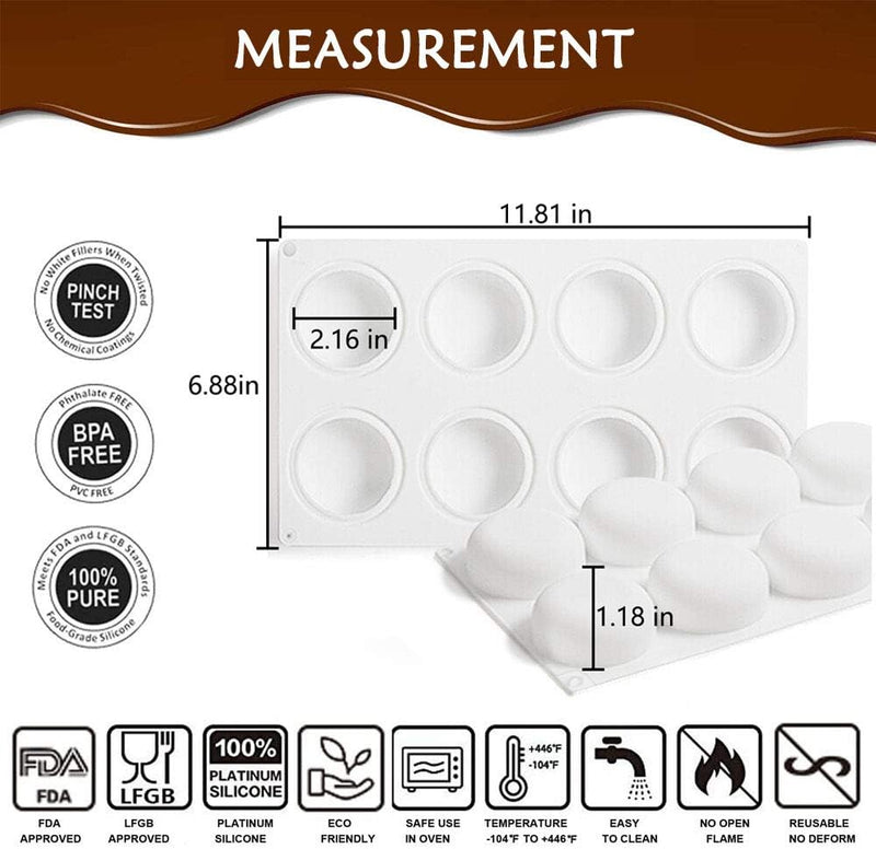 AFINSEA 3D Silicone Baking Molds for Cakes - 8-Cavity