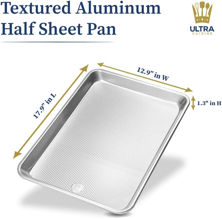 Professional Quarter Sheet Baking Pans - Set of 2 Aluminum Cookie Sheets - Rimmed 9x13-inch for Baking and Roasting