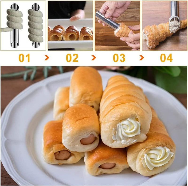 VolksRose 30pc Cream Horn and Cannoli Mold Kit - Stainless Steel Baking Molds for Danish Pastry and Lady Lock Forms