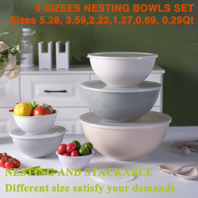 Umite Chef 18-Piece Nesting Mixing Bowl Set with Airtight Lids - Khaki