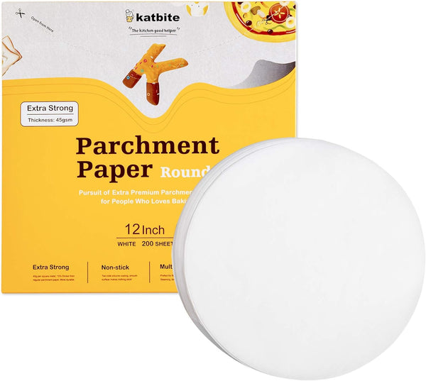 Katbite Parchment Rounds - 200 Pack - 8 inch - Perfect for Baking Cakes and Air Fryer Liners