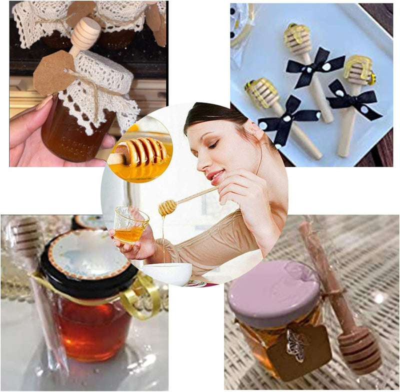 24 Pack Mini Wooden Honey Dipper Sticks, 4 Inch Mini Honey Stirrer Stick, for Honey Jar Dispense Drizzle Honey and Wedding Party Gift (24 Pack Mini Wooden Honey Dipper Sticks)