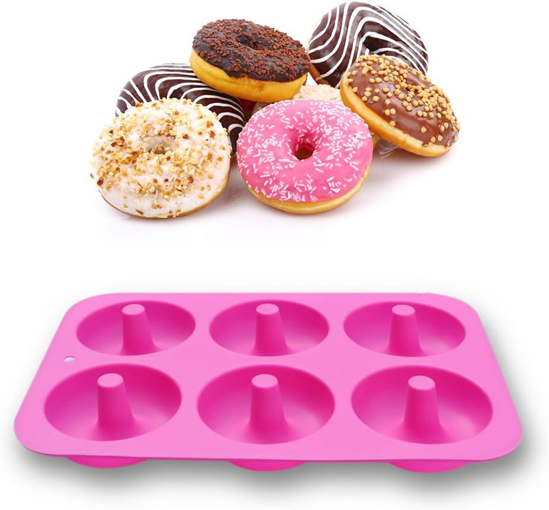 homEdge Silicone Donut Molds - 2-Pack Non-Stick Pans for Baking - GreenPink