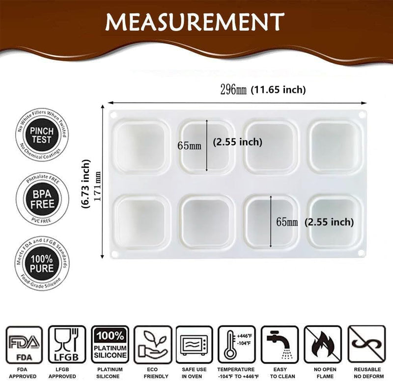 AFINSEA 3D Silicone Baking Molds for Cakes - 8-Cavity