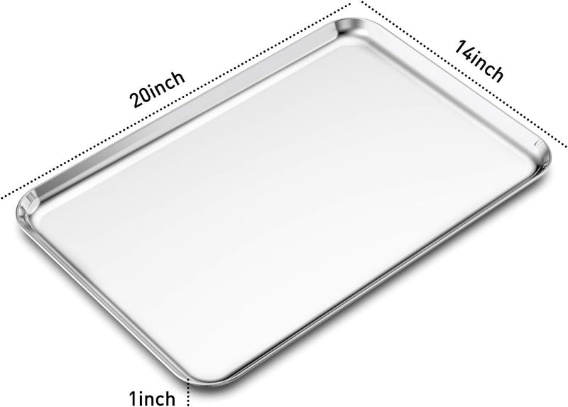 2-Pack Stainless Steel Baking Sheets - Commercial Grade Oven Tray Non-toxic  Easy to Clean