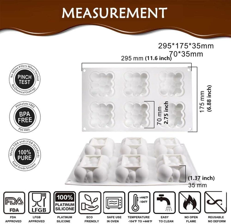 AFINSEA 3D Silicone Baking Molds for Cakes - 8-Cavity