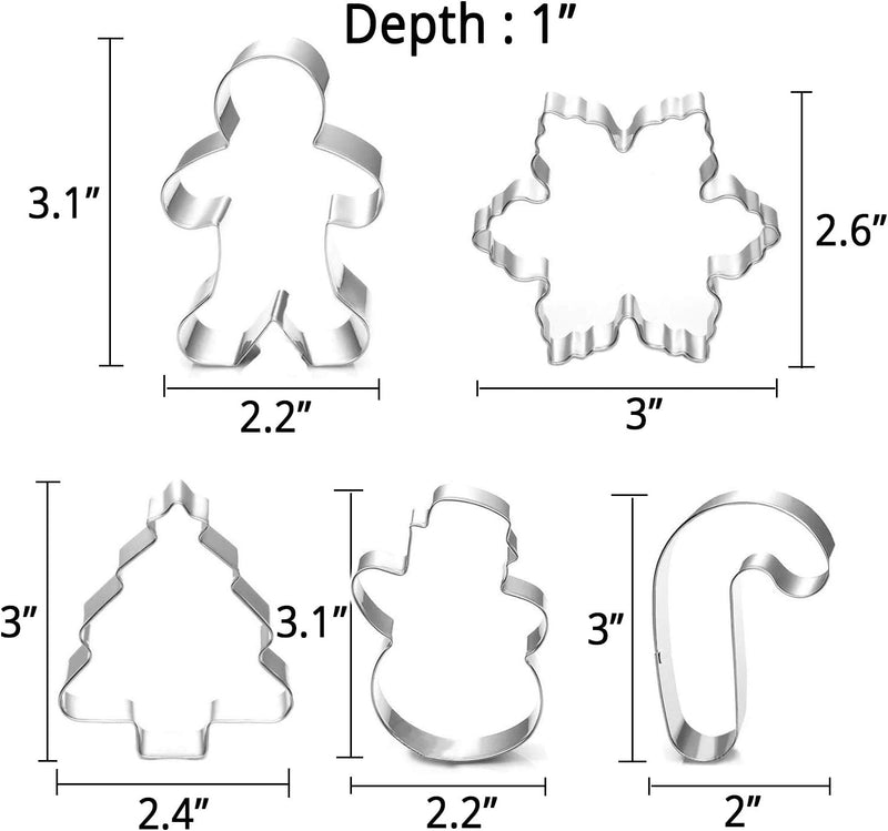 Holiday Cookie Cutter Set - 5 Piece Christmas Molds