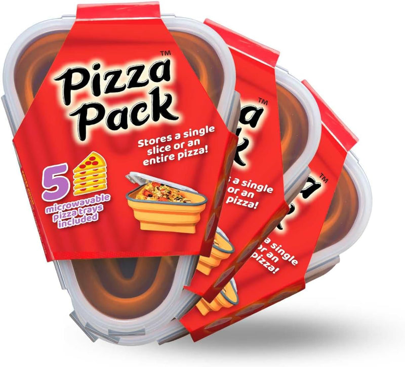 The Perfect Pizza Pack - Reusable Pizza Storage Container with 5 Microwavable Trays - BPA-Free Organizer for Space-Saving Red