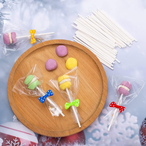 Cake Pop Sticks and Wrappers Kit - 320pcs with Metallic Twist Ties - Perfect for Lollipops  Treats