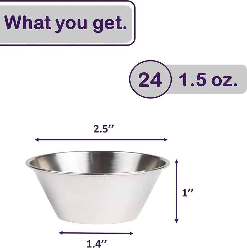 Stainless Steel Ramekin Sauce Cups - Commercial Grade 12 count 15 oz