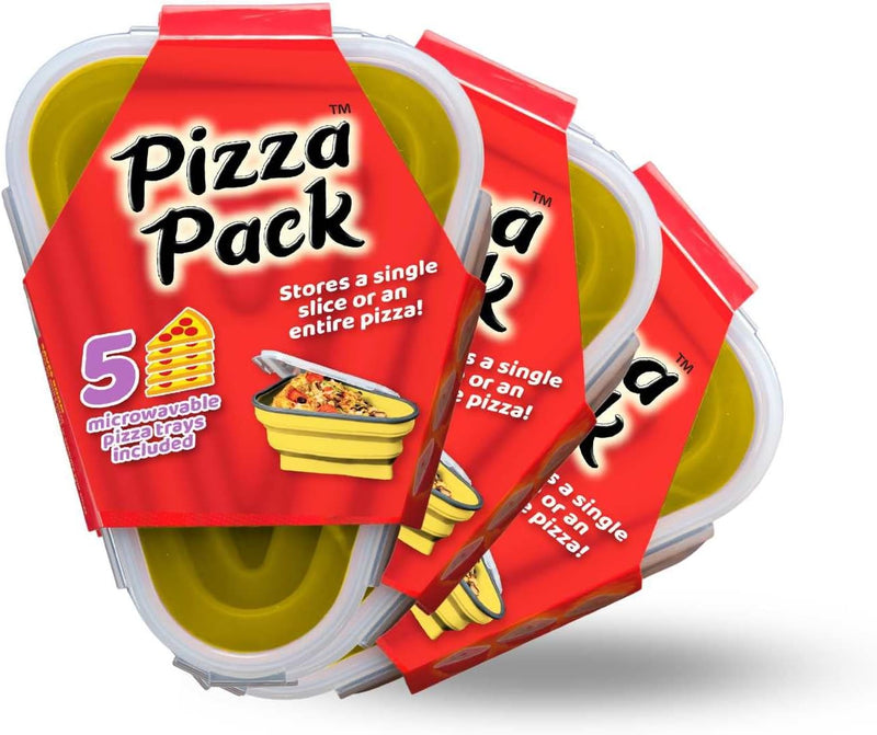 The Perfect Pizza Pack - Reusable Pizza Storage Container with 5 Microwavable Trays - BPA-Free Organizer for Space-Saving Red