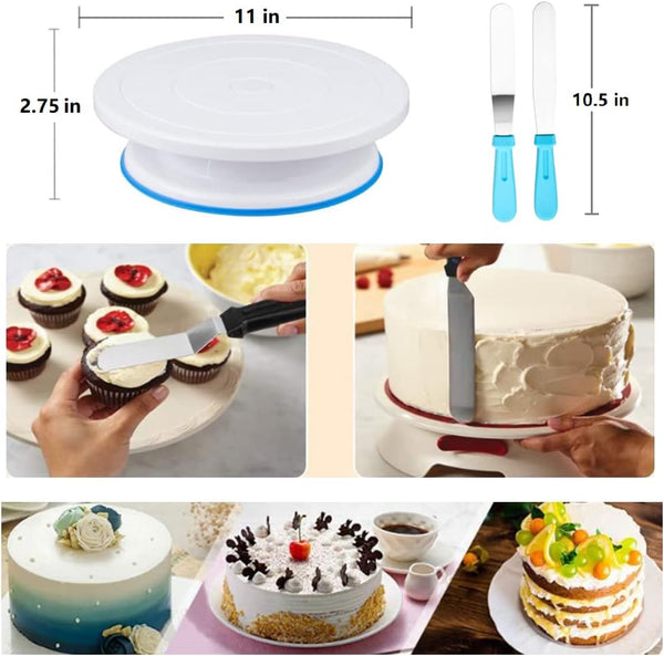 Cake Decorating Kit - 93 Pcs Turntable Leveler Tips Spatulas Coupler Scrapers Flower Nail  Lifter Disposable Bags