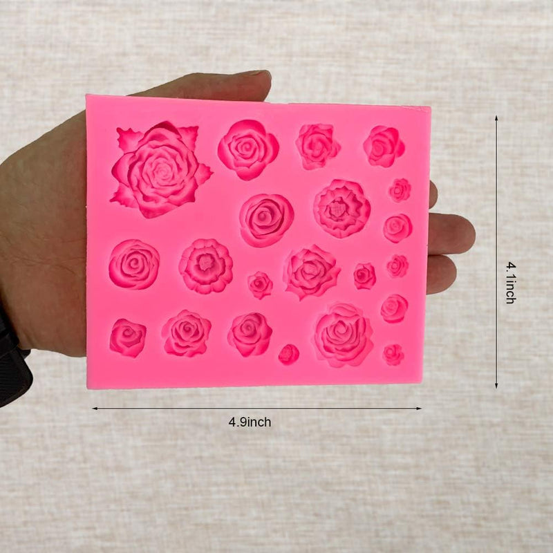 SIENON 33-Cavity Rose Flower  Leaf Silicone Molds for Sugarcraft  Crafting Projects