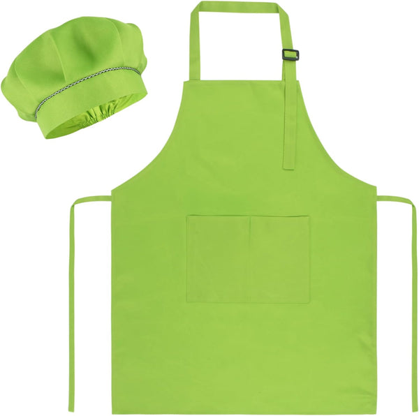 Kids Chef Apron and Hat Set for Cooking Baking and Painting