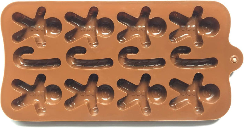 Christmas Silicone Baking Molds - Candy Cane  Gingerbread Men Shapes - 2 Pack