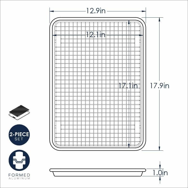 Nordic Ware Nonstick Half Sheet with Grid - 2 Piece Set