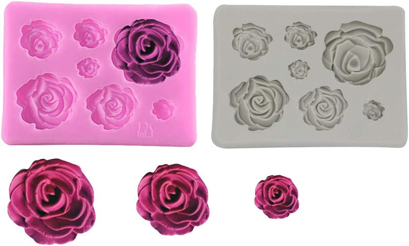 2PCS Rose Flowers Silicone Molds for Cake Decorating and Chocolate Fondant