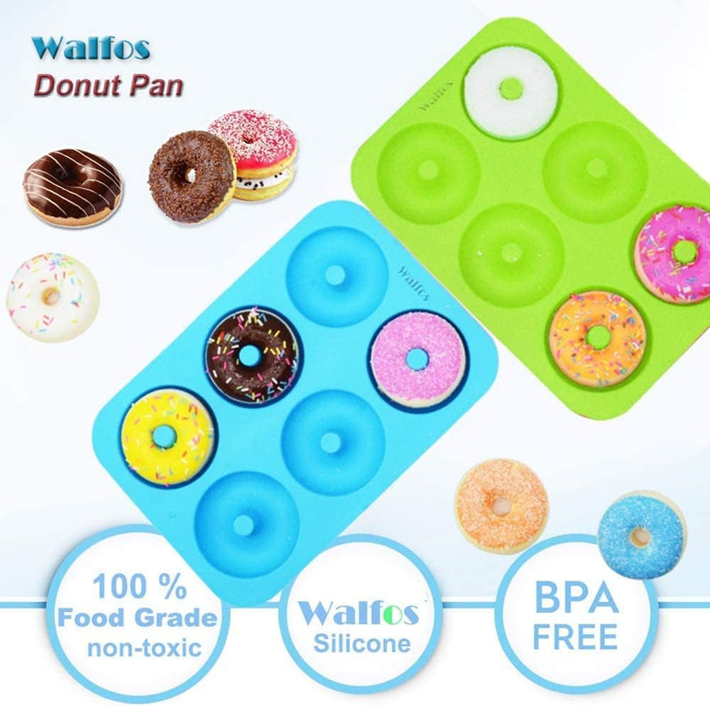 Walfos Silicone Donut Mold Set - Non-Stick Heat Resistant BPA-Free Dishwasher Safe Pack of 2