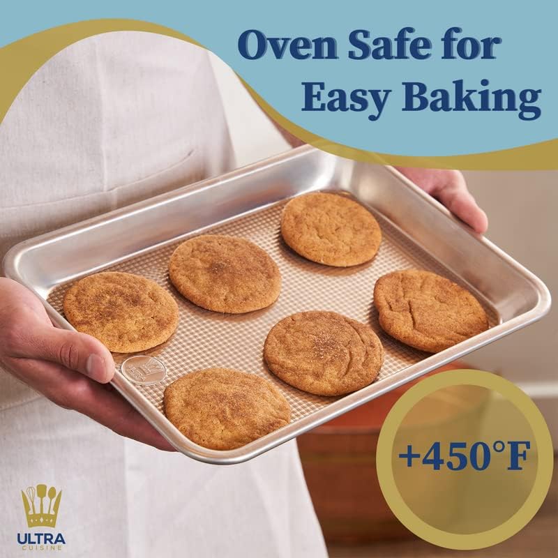 Professional Quarter Sheet Baking Pans - Set of 2 Aluminum Cookie Sheets - Rimmed 9x13-inch for Baking and Roasting